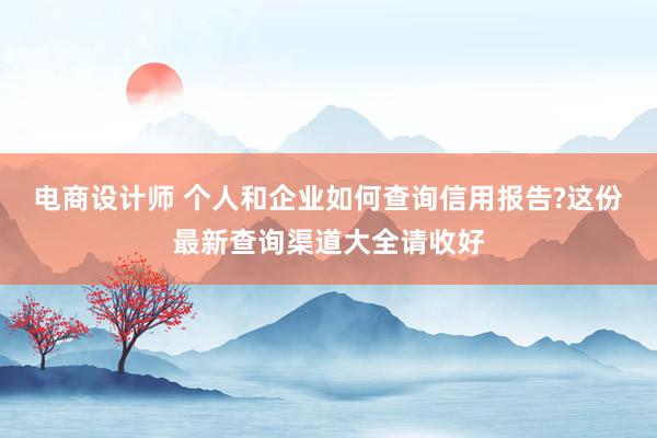 电商设计师 个人和企业如何查询信用报告?这份最新查询渠道大全请收好